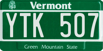 VT license plate YTK507