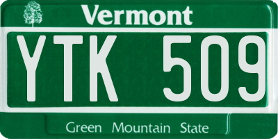 VT license plate YTK509