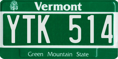 VT license plate YTK514