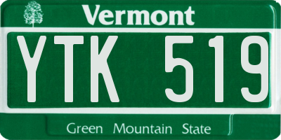 VT license plate YTK519