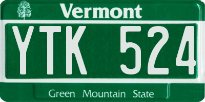 VT license plate YTK524