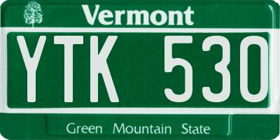 VT license plate YTK530