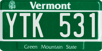 VT license plate YTK531