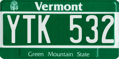 VT license plate YTK532