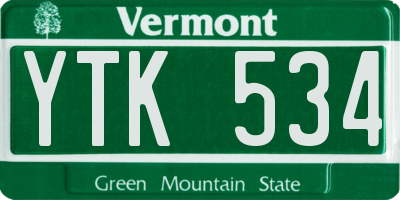 VT license plate YTK534