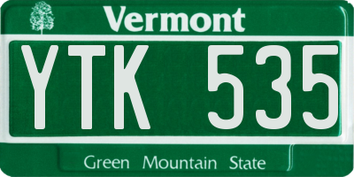 VT license plate YTK535