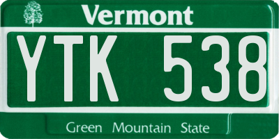 VT license plate YTK538