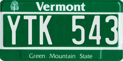 VT license plate YTK543