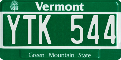 VT license plate YTK544