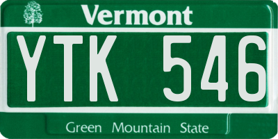 VT license plate YTK546