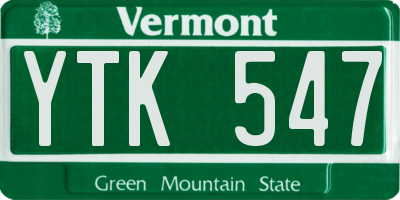 VT license plate YTK547