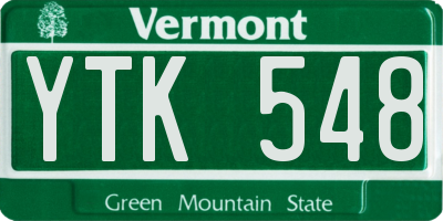 VT license plate YTK548