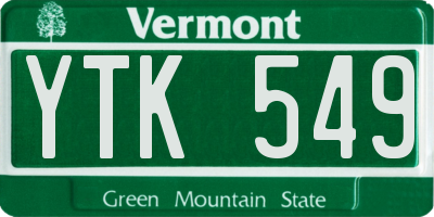 VT license plate YTK549