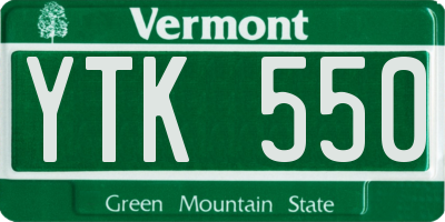 VT license plate YTK550