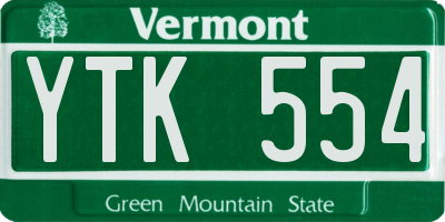 VT license plate YTK554