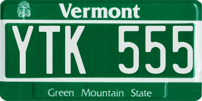 VT license plate YTK555