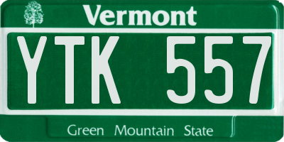 VT license plate YTK557
