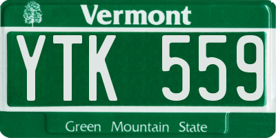 VT license plate YTK559