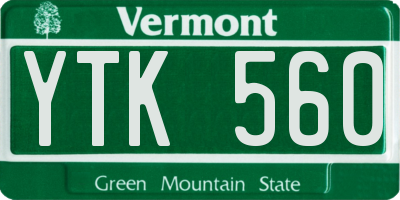 VT license plate YTK560