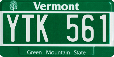VT license plate YTK561
