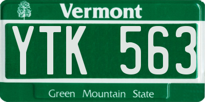 VT license plate YTK563