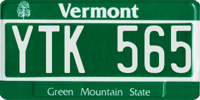 VT license plate YTK565