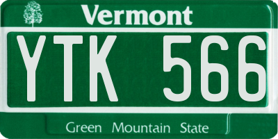 VT license plate YTK566