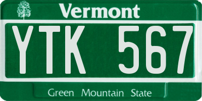VT license plate YTK567