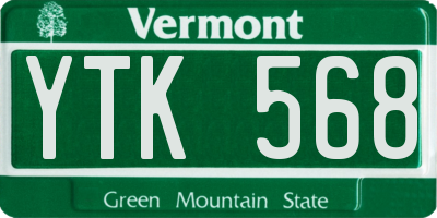 VT license plate YTK568