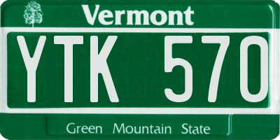 VT license plate YTK570