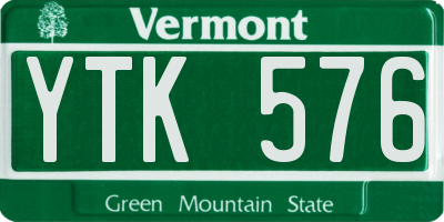 VT license plate YTK576