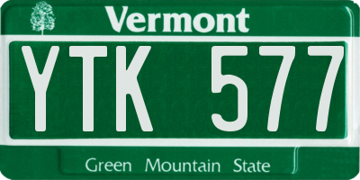 VT license plate YTK577