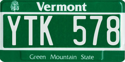 VT license plate YTK578