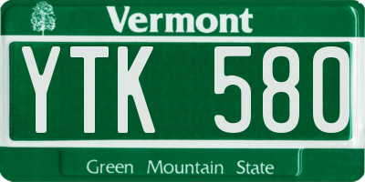 VT license plate YTK580