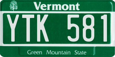 VT license plate YTK581