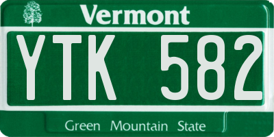 VT license plate YTK582