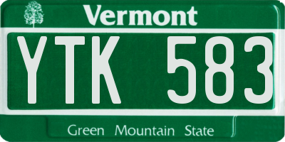 VT license plate YTK583
