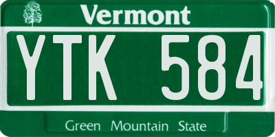 VT license plate YTK584
