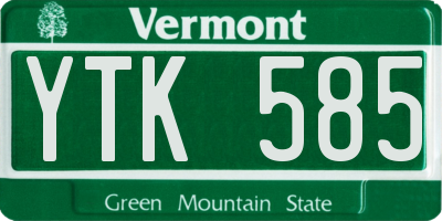 VT license plate YTK585