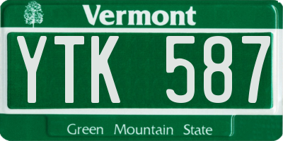 VT license plate YTK587