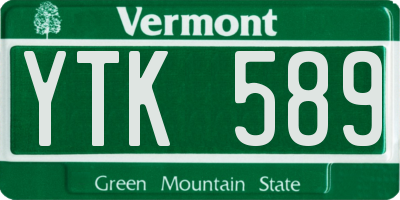 VT license plate YTK589