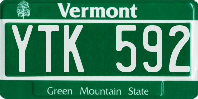 VT license plate YTK592