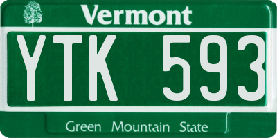 VT license plate YTK593