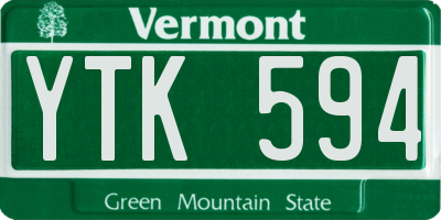 VT license plate YTK594