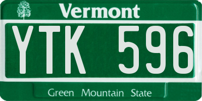 VT license plate YTK596