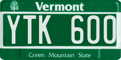 VT license plate YTK600
