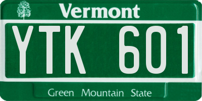 VT license plate YTK601