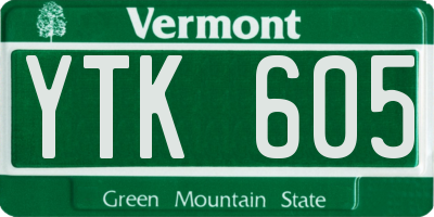 VT license plate YTK605