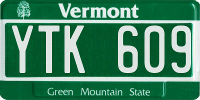 VT license plate YTK609