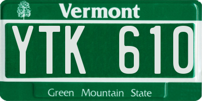 VT license plate YTK610